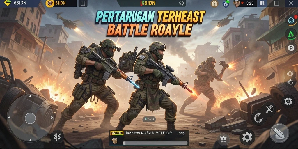 Screenshot gameplay seru 68IDN dalam aksi Battle Royale.