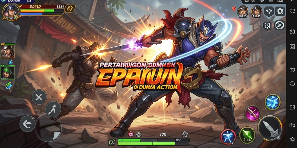 Tampilan gameplay <strong>DJARUM4D</strong> dengan aksi mendebarkan dan karakter beragam.