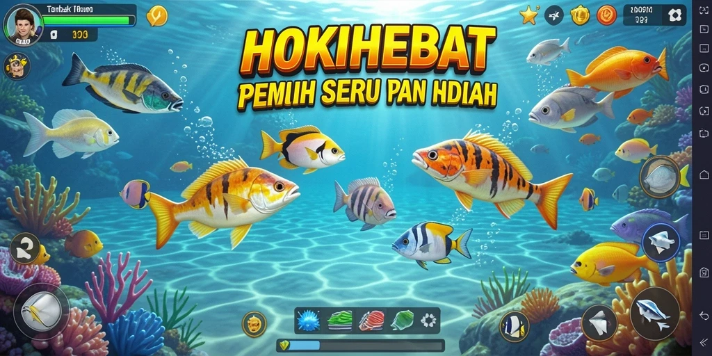 Tampilan gameplay HOKIHEBAT yang menggembirakan dan penuh aksi Tembak Ikan.