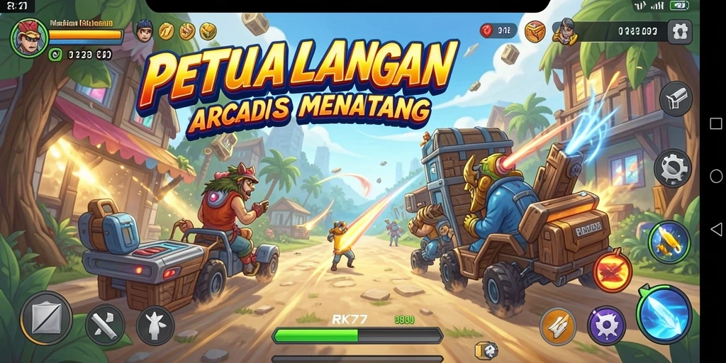 Screenshoot gameplay RK77 menampilkan aksi seru dalam game Arcade.