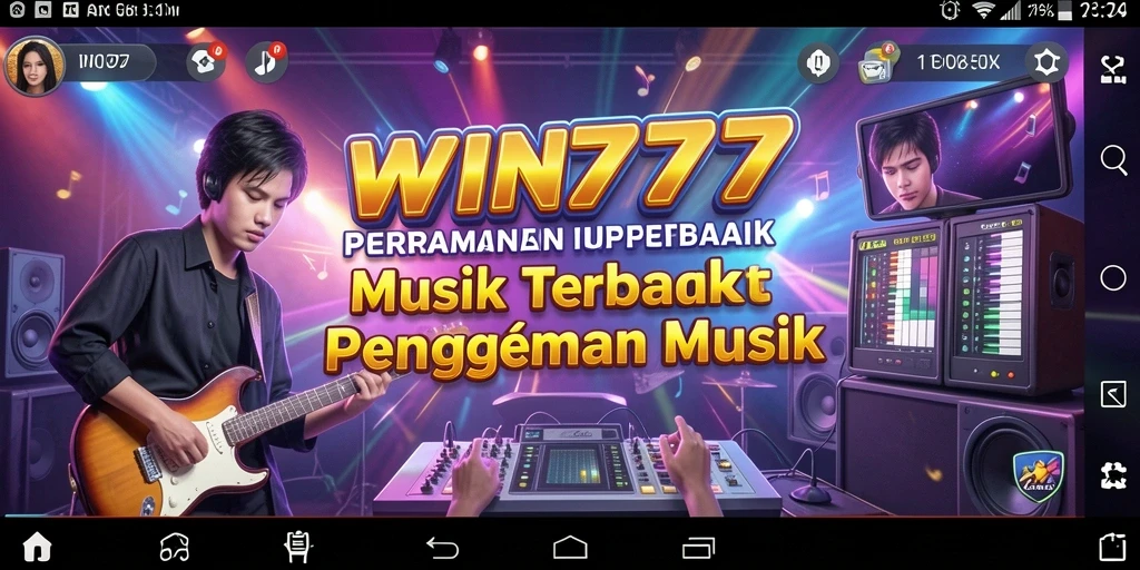 Screenshot WIN777 menampilkan pemain menikmati gameplay musik yang interaktif.